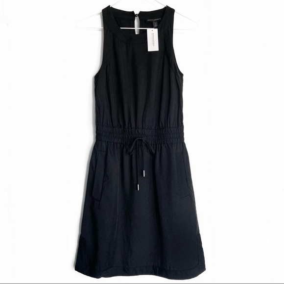 BANANA REPUBLIC Black Smocked Drawstring Dress "Lucia" w/ Pockets - Picture 7 of 9